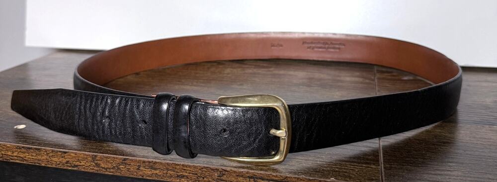 Nordstrom Black Leather Belt Eurometal Italy Buckle